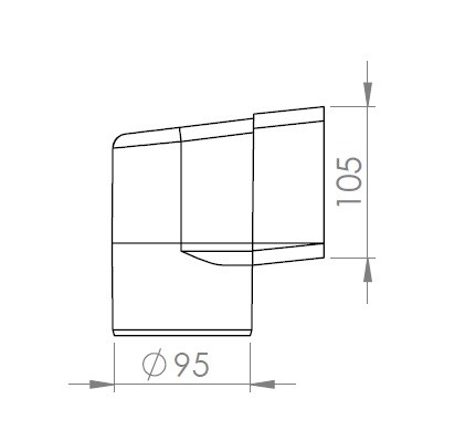 Cot unghiular de 90° pentru gura de scurgere pentru parapet (negru).